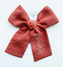 Load image into Gallery viewer, *4 Week TAT* Ginger Linen Name Bows