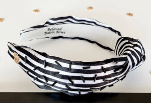 Black & White Striped Satin Headband