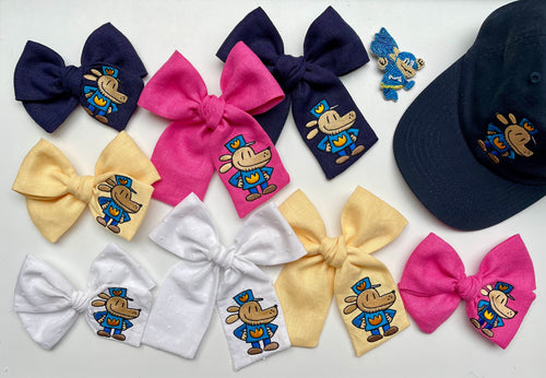 Dog Man Embroidered Bows