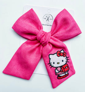 *3 week TAT* Hello Kitty Hot Pink Embroidered Bows