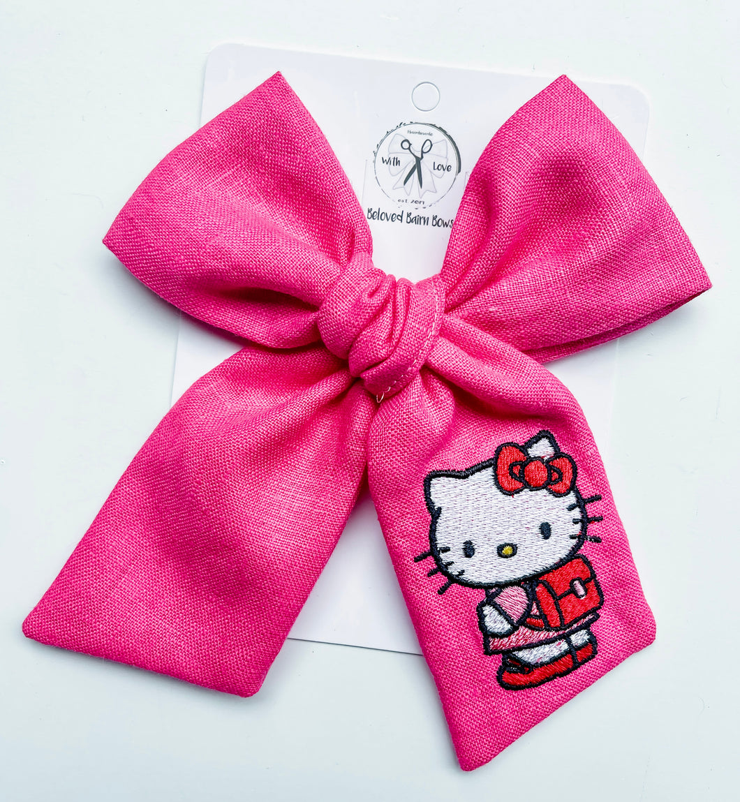 *3 week TAT* Hello Kitty Hot Pink Embroidered Bows