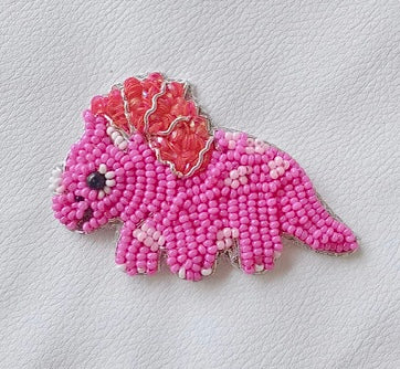 *4-6 Week TAT* Triceratops Pink Beaded Clips