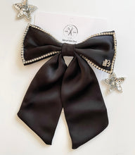 Load image into Gallery viewer, Black Satin Rhinestone Bows￼