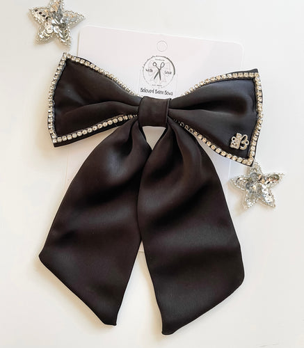 Black Satin Rhinestone Bows￼