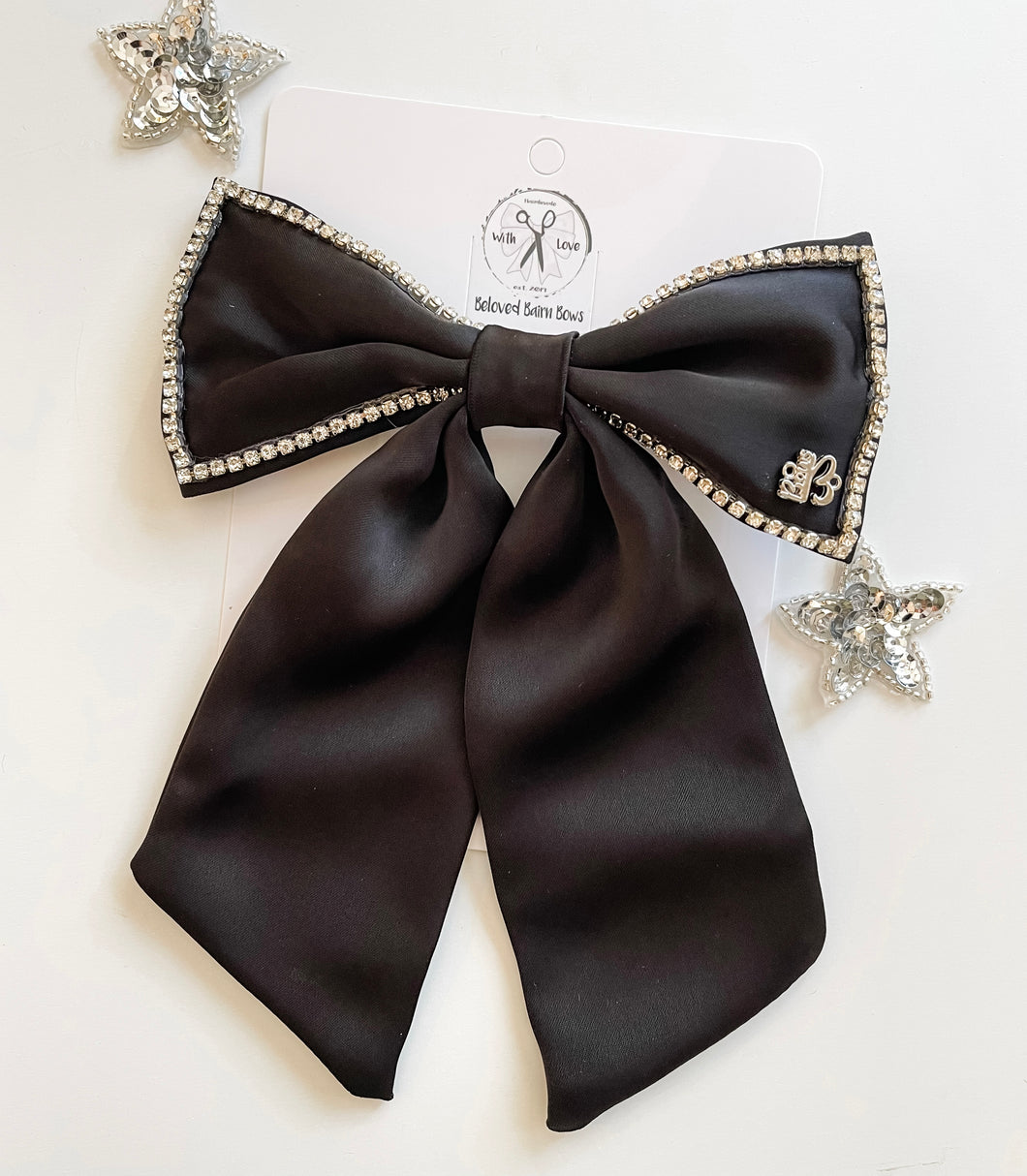 Black Satin Rhinestone Bows￼