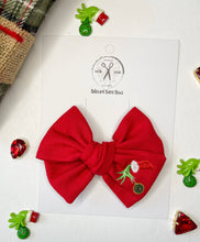 Load image into Gallery viewer, Grinch Embroidered Bows