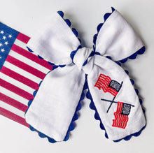Load image into Gallery viewer, *PREORDER* Patriotic Flags Embroidered Bows