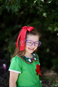 *PREORDER* Red Rhinestone Monogram Satin Bows