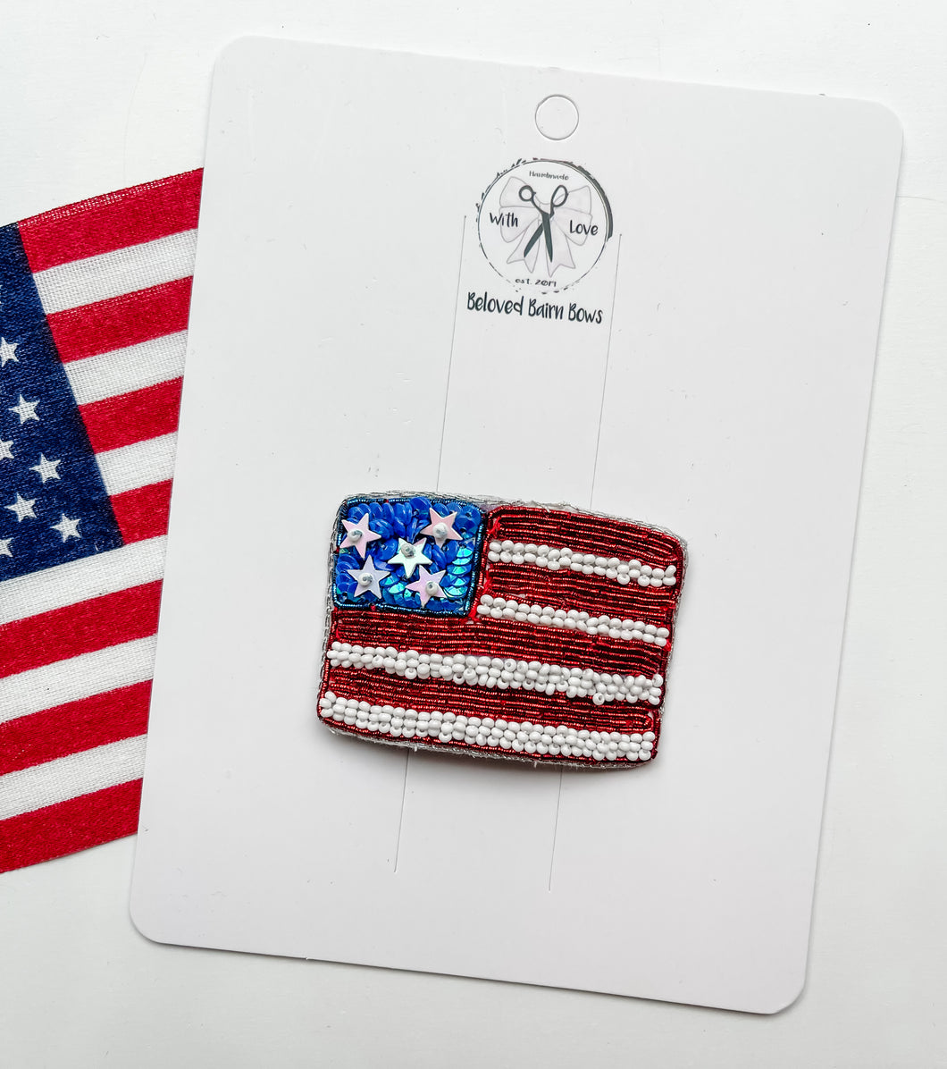 *PREORDER* USA Flag Beaded Clips