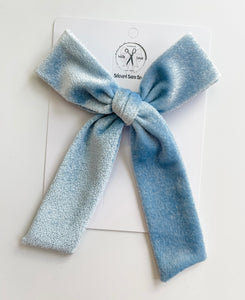 *4 Week TAT* Glittery Pink & Blue Velvet Bows and Headbands