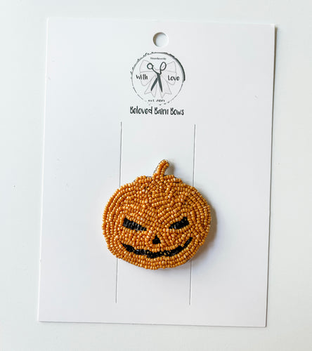 Scary Pumpkin Beaded Clips