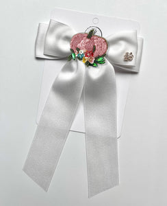 *PREORDER* Little Pumpkin Beaded Clip + Satin Bows