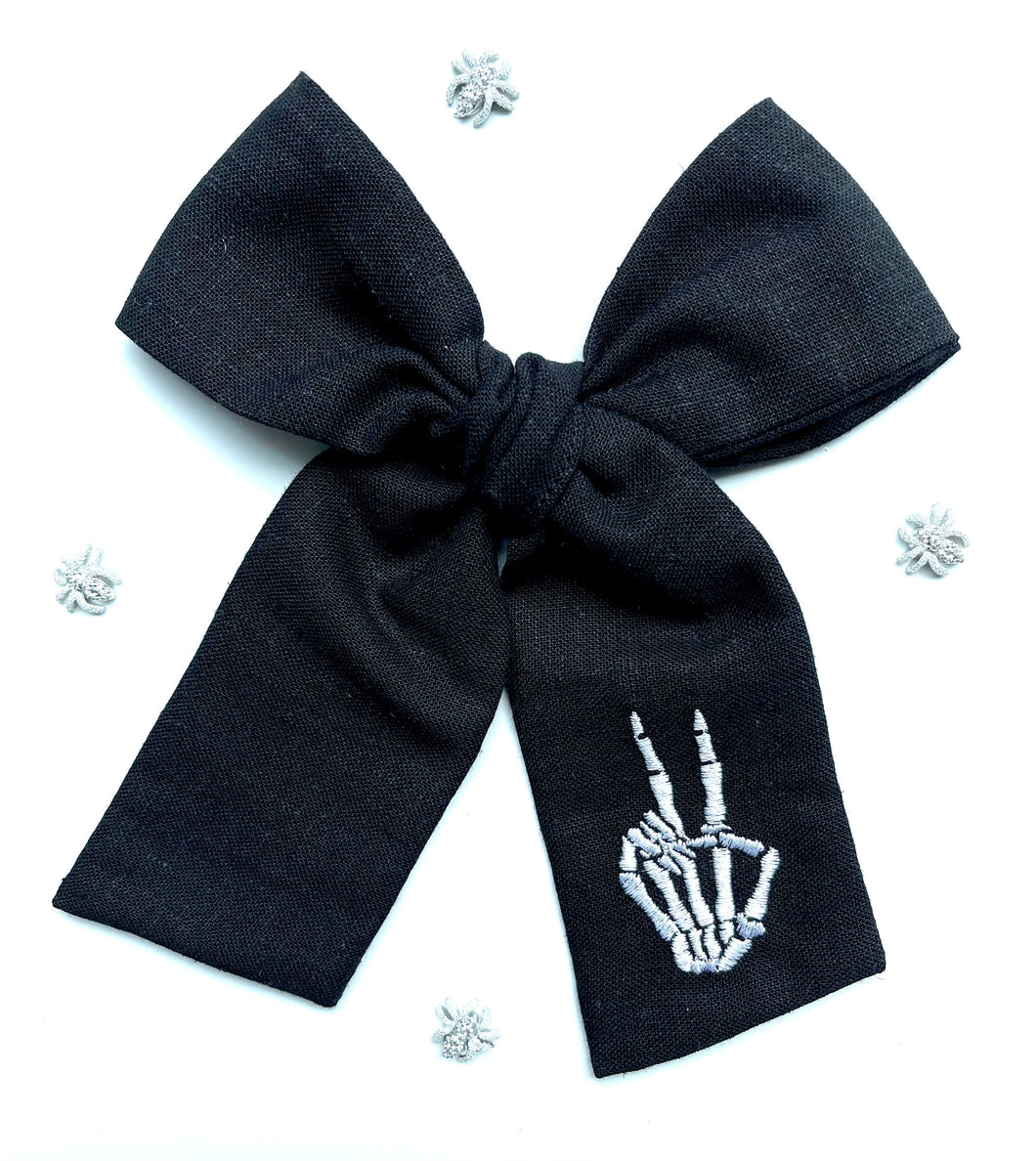*4 Week TAT* Haunted Skeleton Embroidered Bows