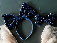 Load image into Gallery viewer, *2 Week TAT* Navy Sequin Bows &amp; Headbands