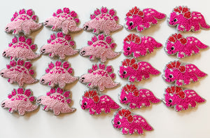 Stegosaurus Pink Beaded Clips