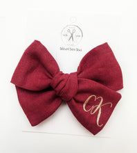 Load image into Gallery viewer, *4 Week TAT* Wine Linen Name Bows