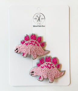 Stegosaurus Pink Beaded Clips