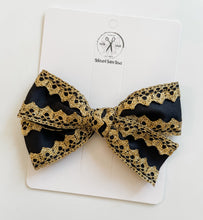 Load image into Gallery viewer, Black with Gold and Silver Lace Gwenna Bows
