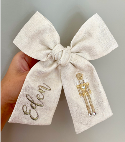 *4 Week TAT* Gold Foil Nutcracker Jayleigh Name Bow