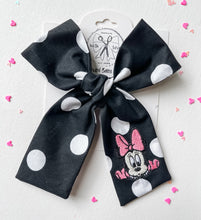 Load image into Gallery viewer, Baby Minnie Embroidered Bows (B&amp;W)