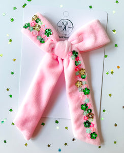 Pink Shamrock Embellished Velvets