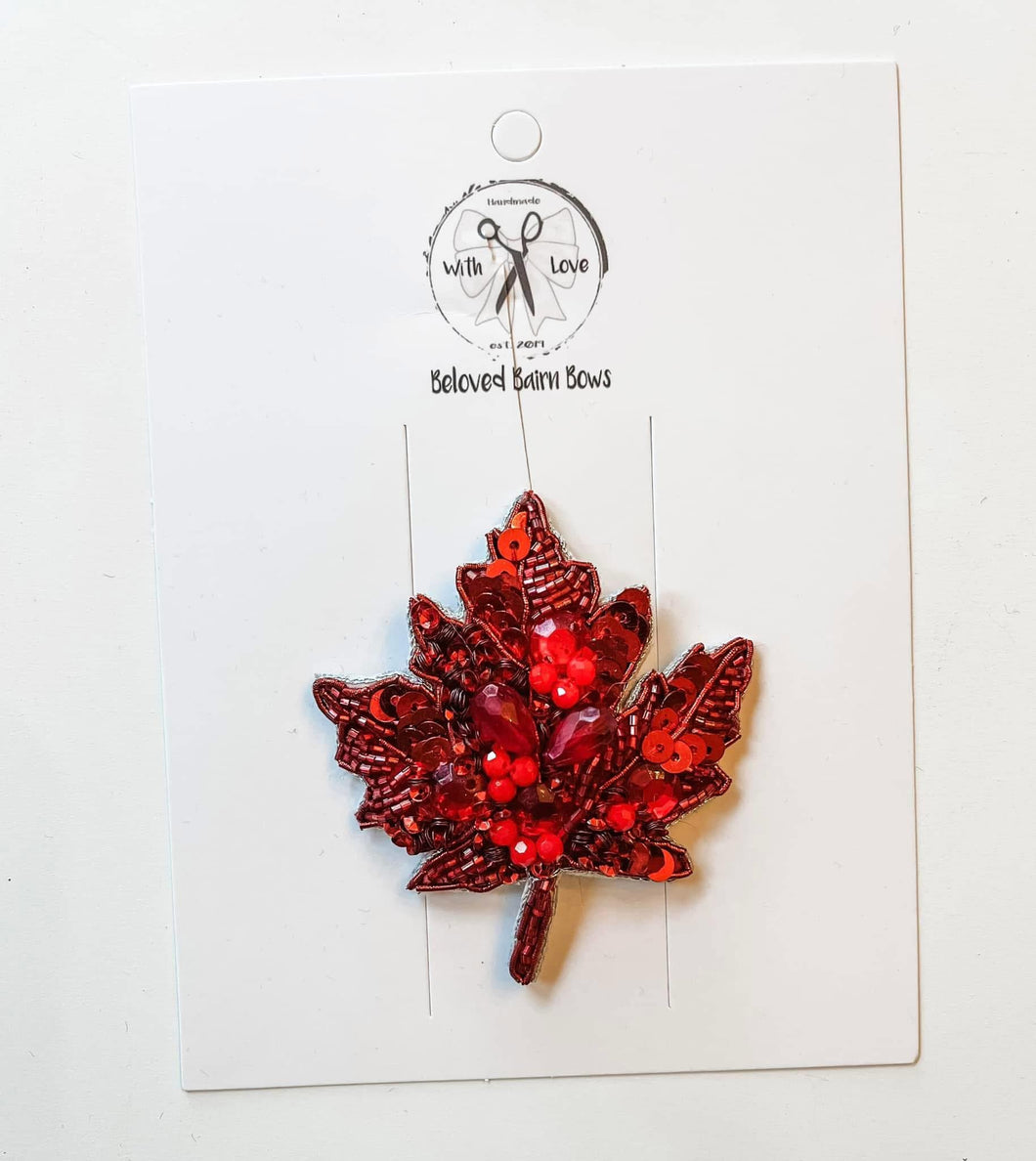 *PREORDER* Red Maple Beaded Clips