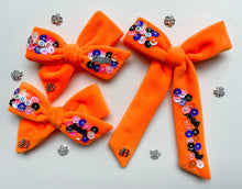 Load image into Gallery viewer, Batty Orange Embellished Bows