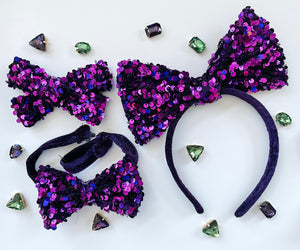 Purple Sequin Bows, Headbands & Bow Ties