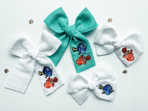 *PREORDER* Nemo + Dory Embroidered Bows