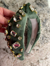 Load image into Gallery viewer, Olive Velvet Embellished Adult Headband