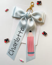 Load image into Gallery viewer, *PREORDER* Pale Blue Backpack Keychains and Hair Bows