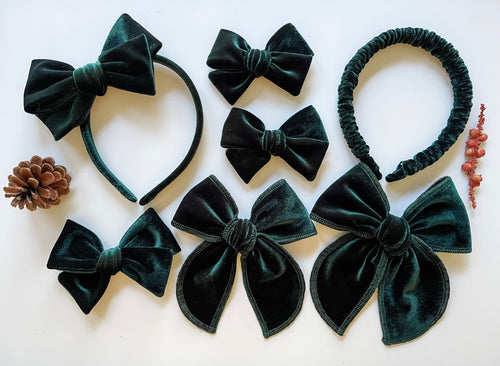 *PREORDER* Evergreen Velvet Bows and Headbands