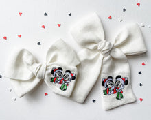 Load image into Gallery viewer, Mickey Christmas Embroidered Bows (White)