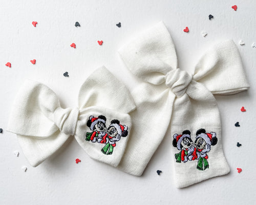*PREORDER* Mickey Christmas Embroidered Bows (White)