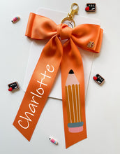 Load image into Gallery viewer, *PREORDER* Orange Backpack Keychains and Hair Bows