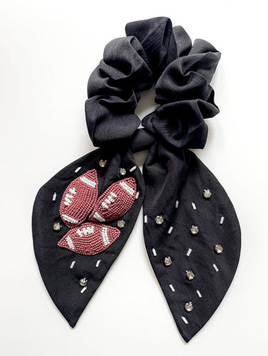 Football Beaded Scrunchie