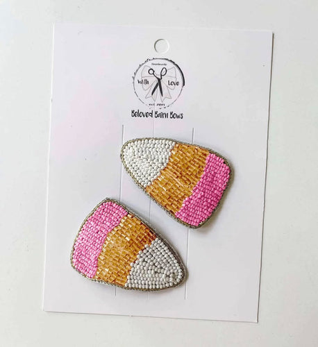 *PREORDER* Pink Candycorn Beaded Clips