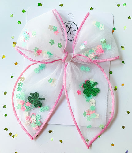 Pink Shamrock Confetti Bows