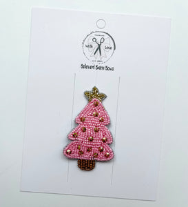 Christmas Tree (Pink) Beaded Clips