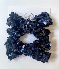 Load image into Gallery viewer, *2 Week TAT* Navy Sequin Bows &amp; Headbands