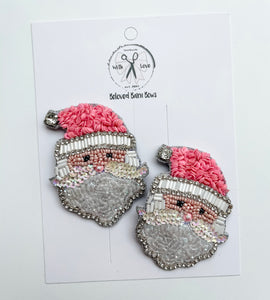 Santa (pink) Beaded Clips