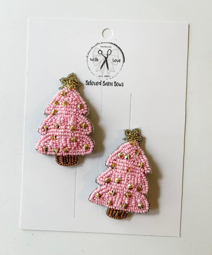 Christmas Tree (Pink) Beaded Clips