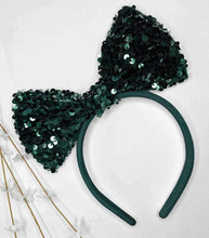 Load image into Gallery viewer, Green Sequin Bows &amp; Headbands