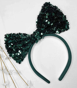 Green Sequin Bows & Headbands