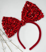 Load image into Gallery viewer, Red Sequin Bows &amp; Headbands  to