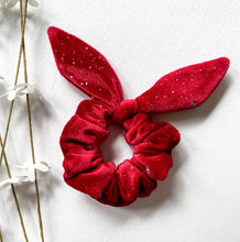 Load image into Gallery viewer, Red Sparkle Velvet Bow Scrunchie