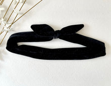 Load image into Gallery viewer, Black Velvet Soft Bow Headband