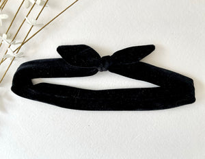 Black Velvet Soft Bow Headband