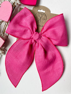 Hot Pink Linen Beloved Bows and Headbands