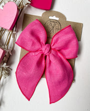 Load image into Gallery viewer, Hot Pink Linen Beloved Bows and Headbands